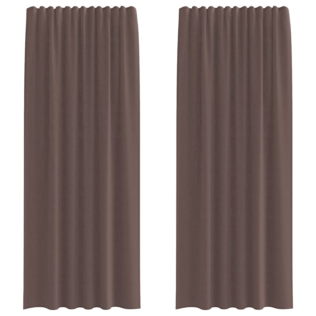 Voile Curtains with Rod Pockets 2 pcs Brown