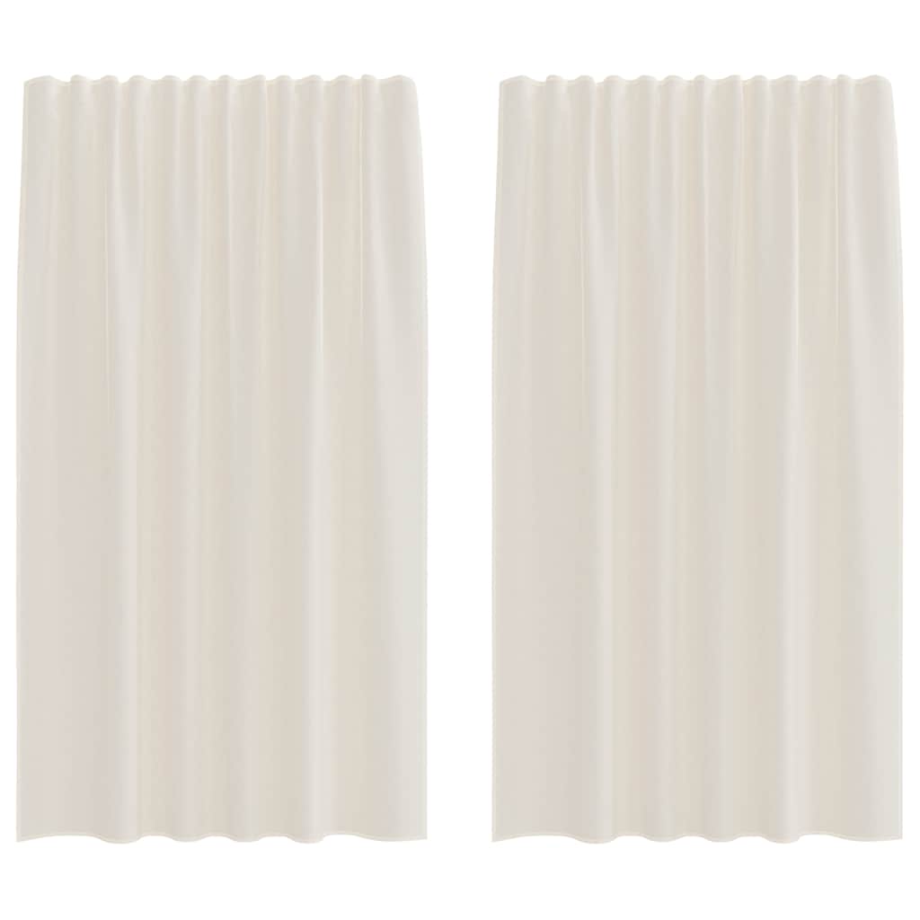 Voile Curtains with Rod Pockets 2 pcs Cream