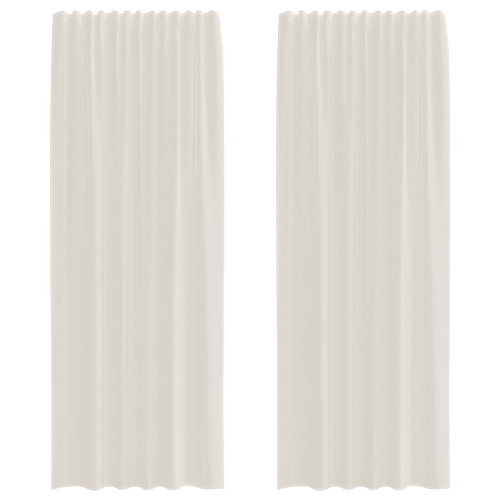 Voile Curtains with Rod Pockets 2 pcs Cream