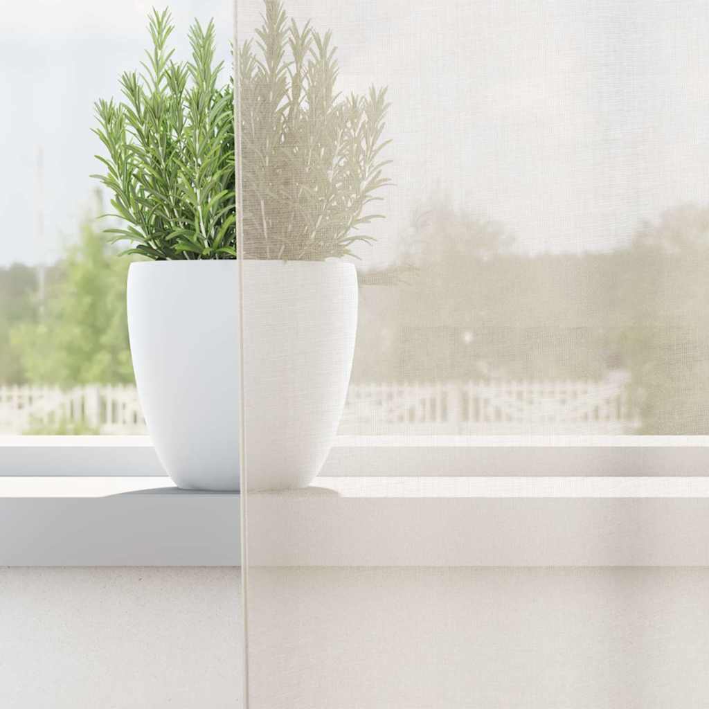 Voile Curtains with Rod Pockets 2 pcs Cream