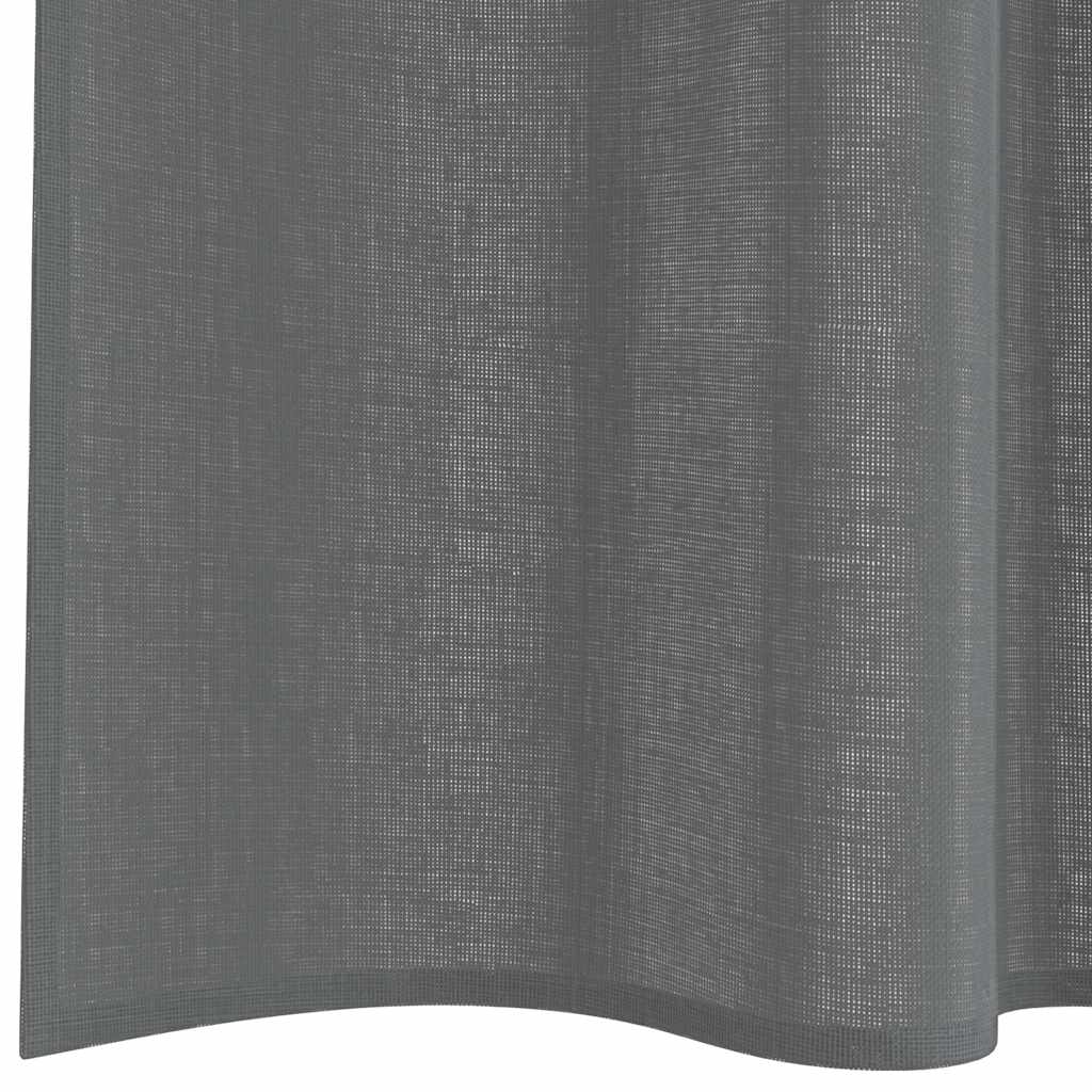 Voile Curtains with Rod Pockets 2 pcs Dark Grey