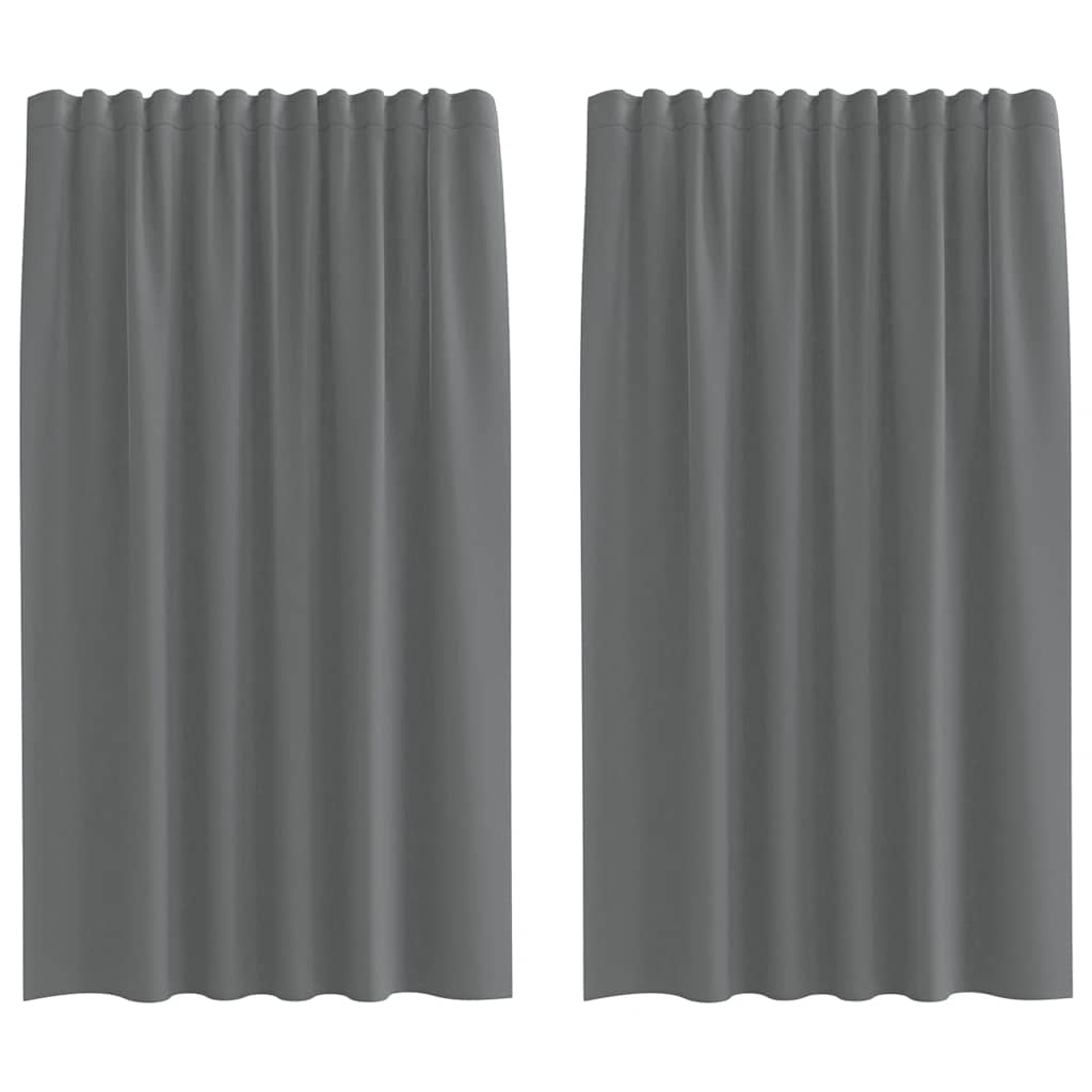 Voile Curtains with Rod Pockets 2 pcs Dark Grey