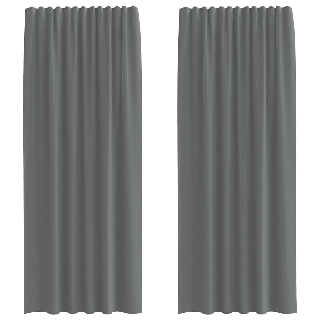 Voile Curtains with Rod Pockets 2 pcs Dark Grey