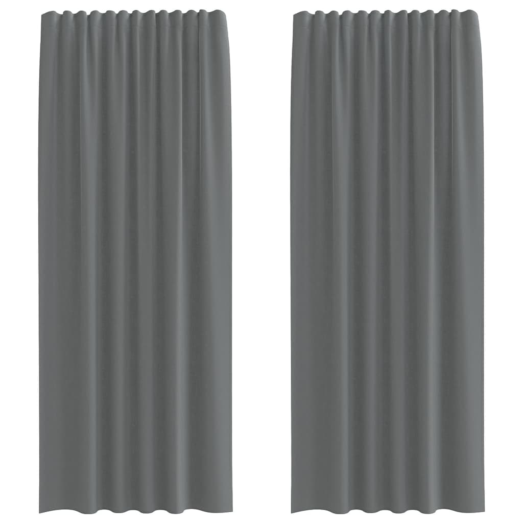 Voile Curtains with Rod Pockets 2 pcs Dark Grey