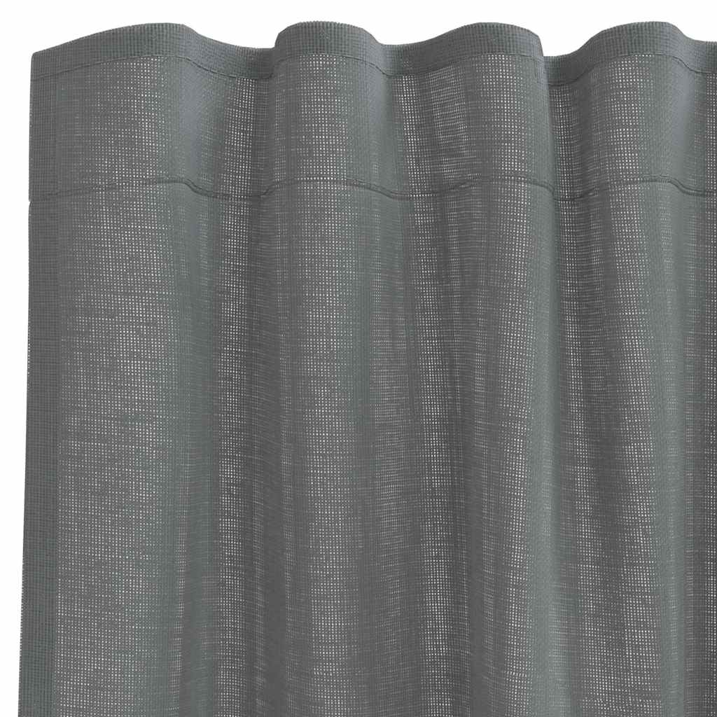 Voile Curtains with Rod Pockets 2 pcs Dark Grey