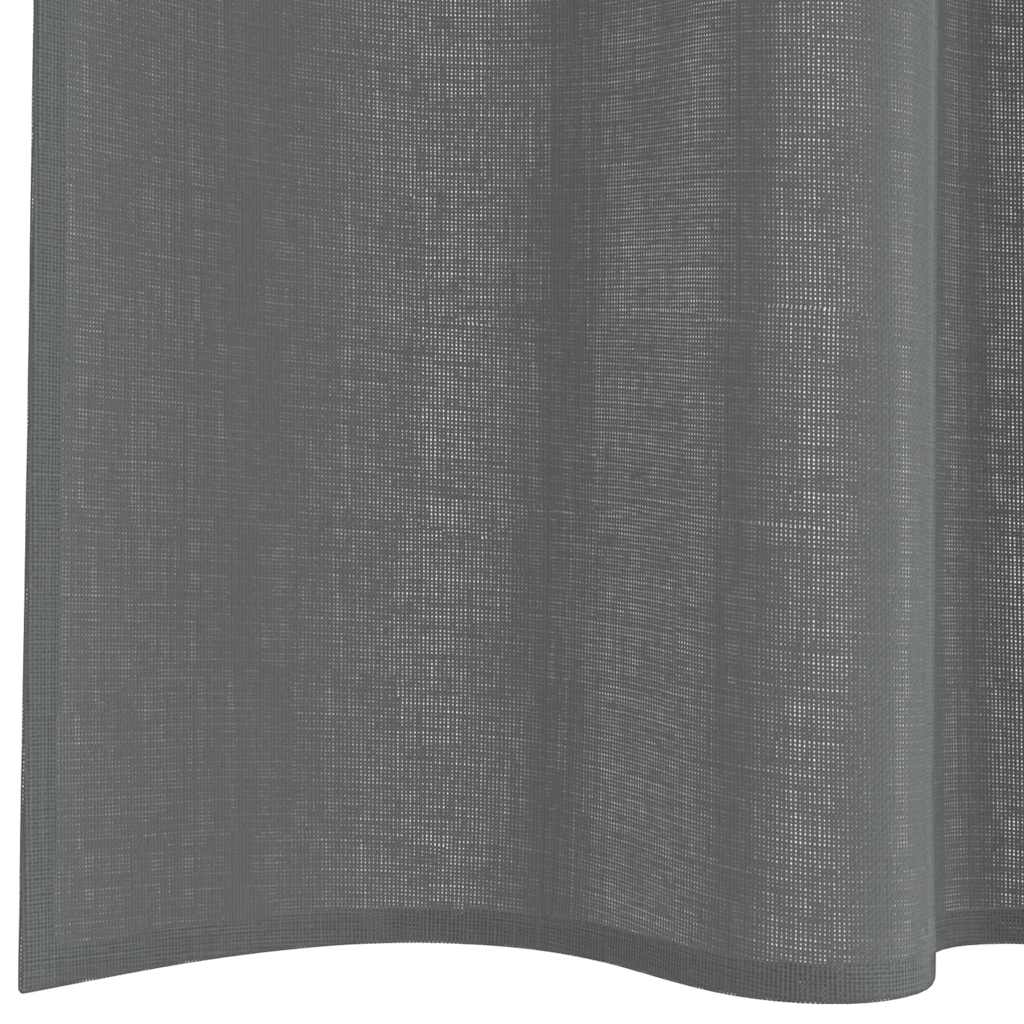 Voile Curtains with Rod Pockets 2 pcs Dark Grey