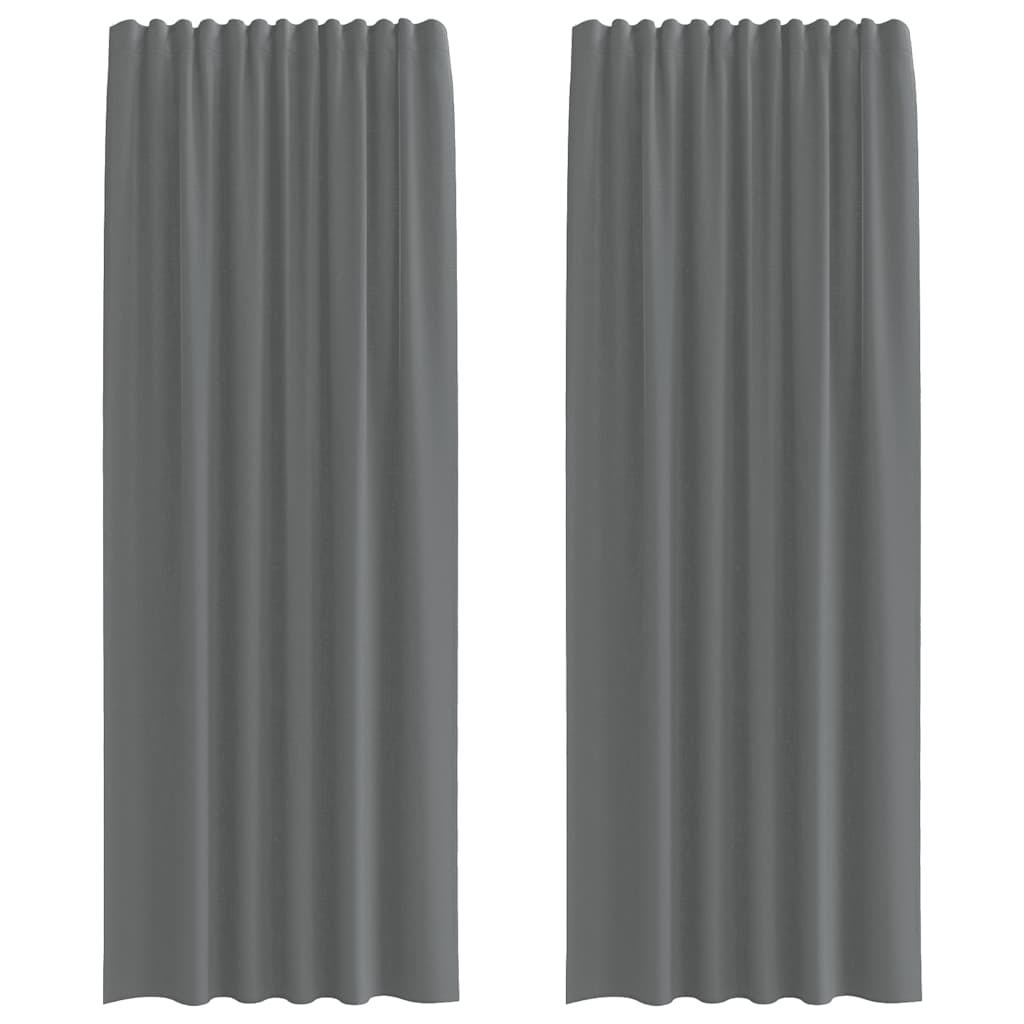 Voile Curtains with Rod Pockets 2 pcs Dark Grey