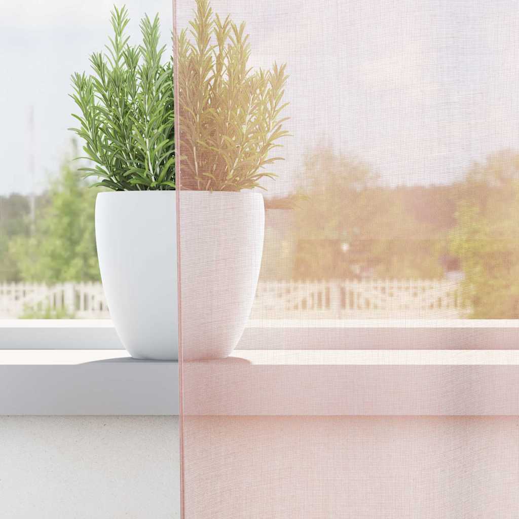 Voile Curtains with Rod Pockets 2 pcs Light Pink