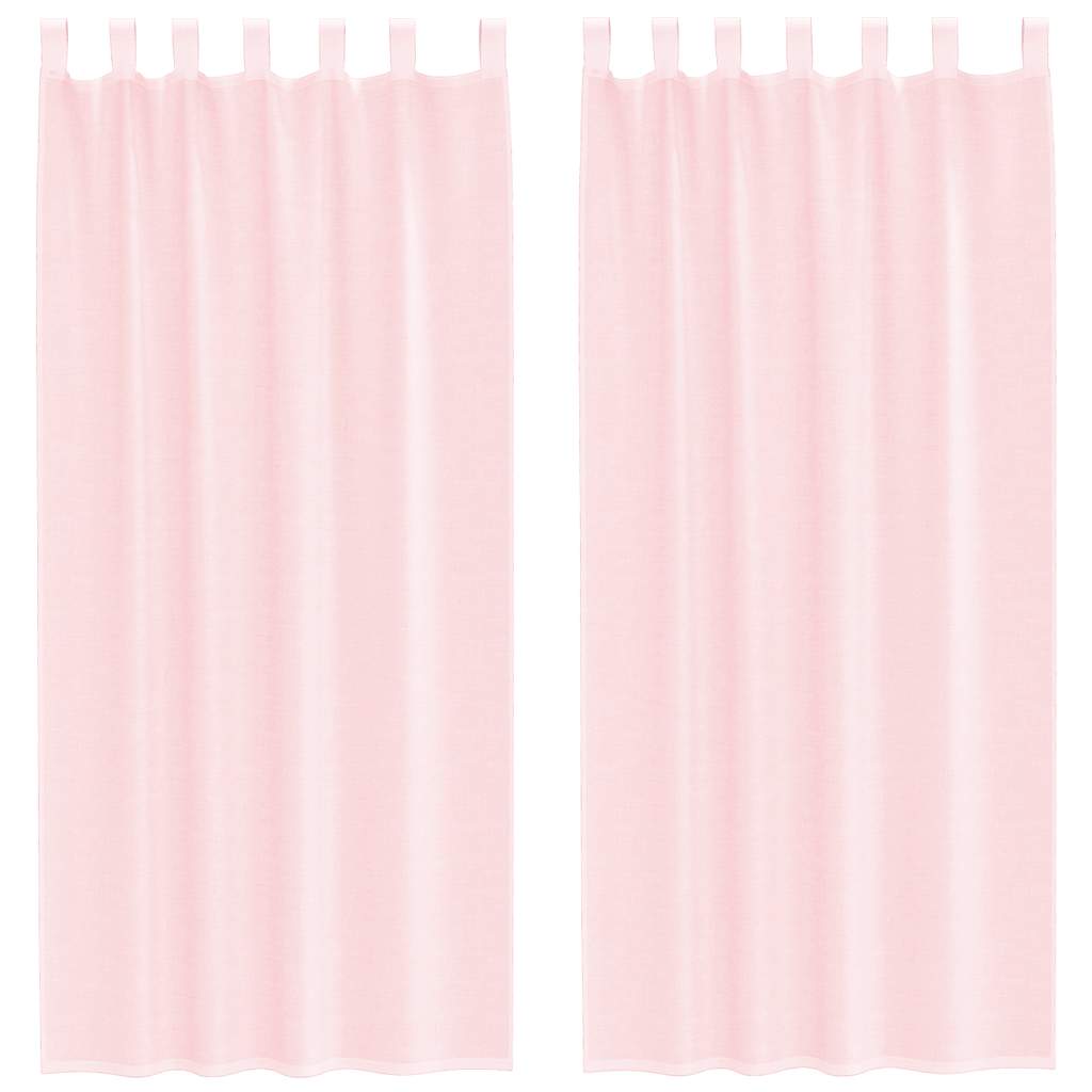 Voile Curtains with Rod Pockets 2 pcs Light Pink