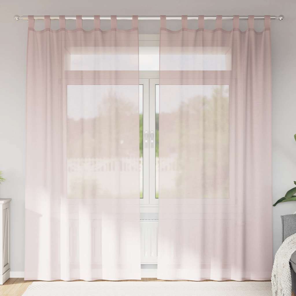 Voile Curtains with Rod Pockets 2 pcs Light Pink