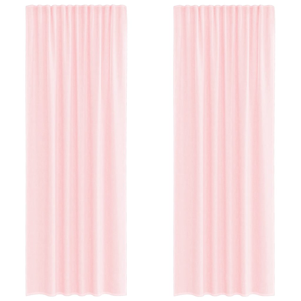 Voile Curtains with Rod Pockets 2 pcs Light Pink