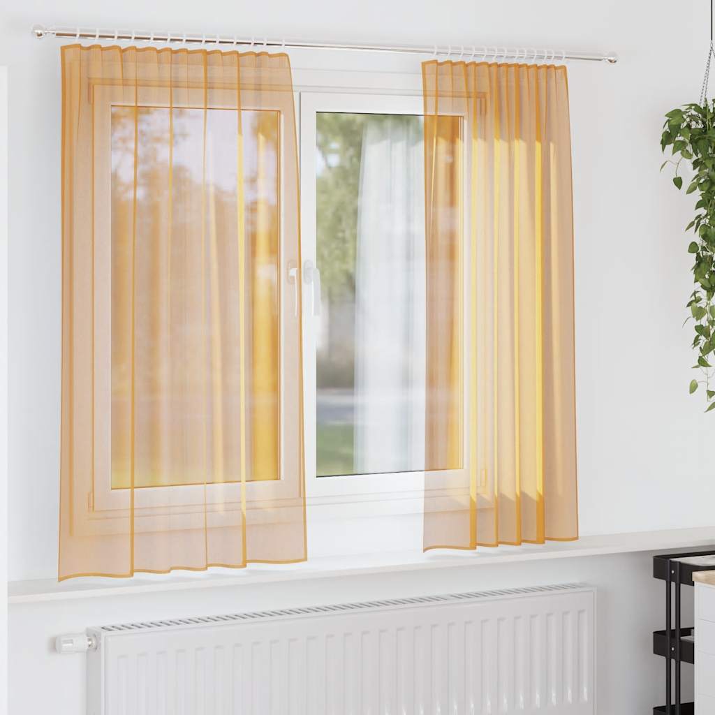 Voile Curtains with Rod Pockets 2 pcs Orange