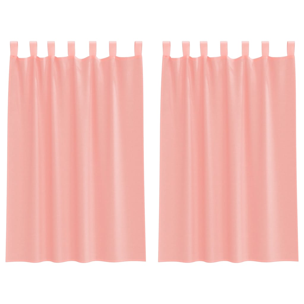 Voile Curtains with Rod Pockets 2 pcs Pink