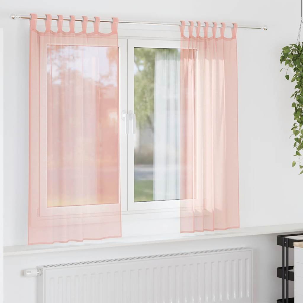 Voile Curtains with Rod Pockets 2 pcs Pink