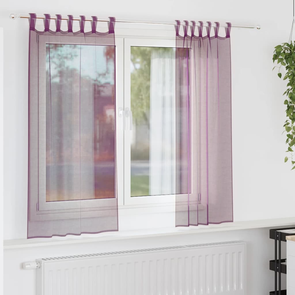 Voile Curtains with Rod Pockets 2 pcs Purple