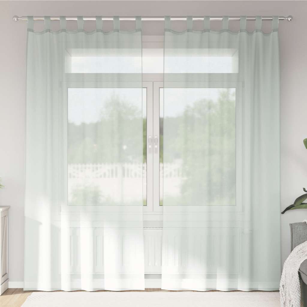 Voile Curtains with Rod Pockets 2 pcs Light Grey