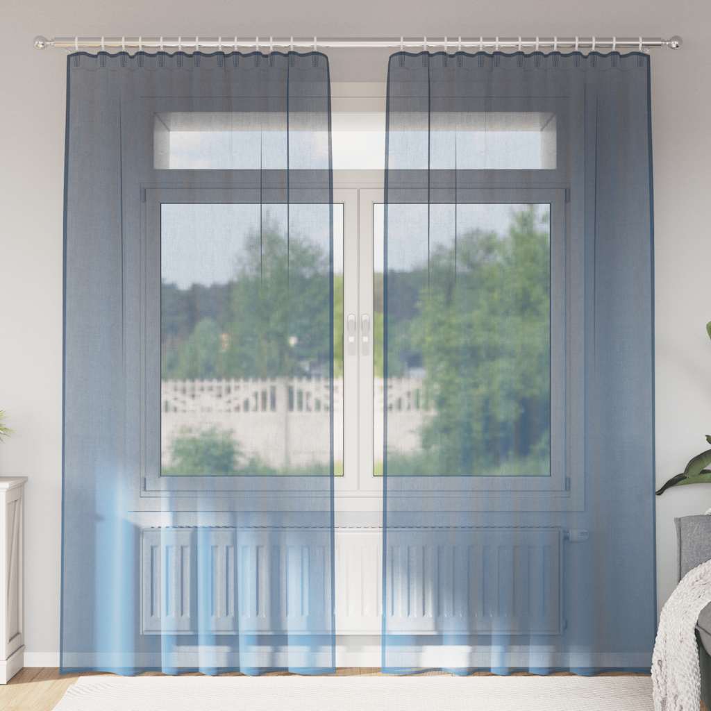 Voile Curtains with Rod Pockets 2 pcs Royal Blue