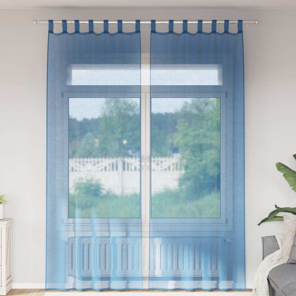 Voile Curtains with Rod Pockets 2 pcs Royal Blue