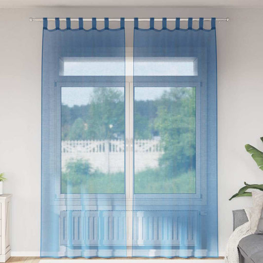 Voile Curtains with Rod Pockets 2 pcs Royal Blue