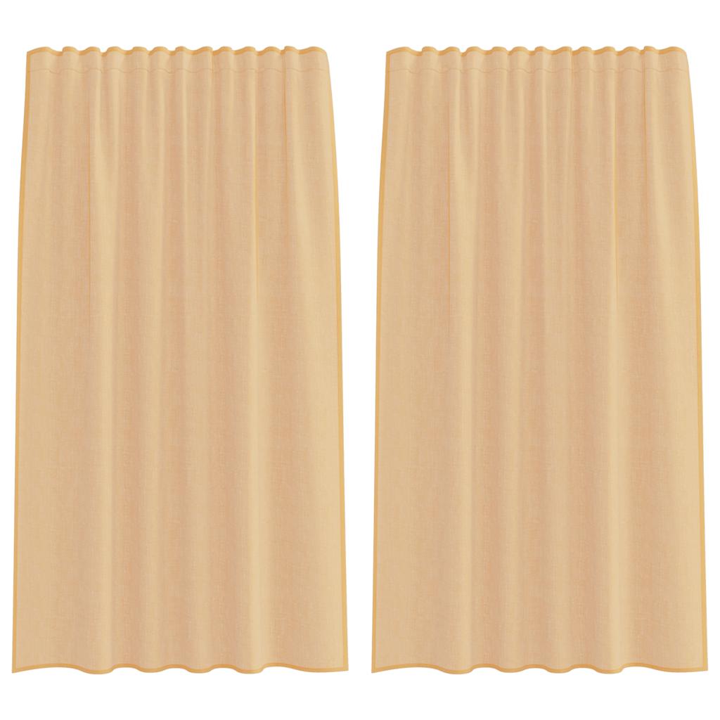 Voile Curtains with Rod Pockets 2 pcs Sand