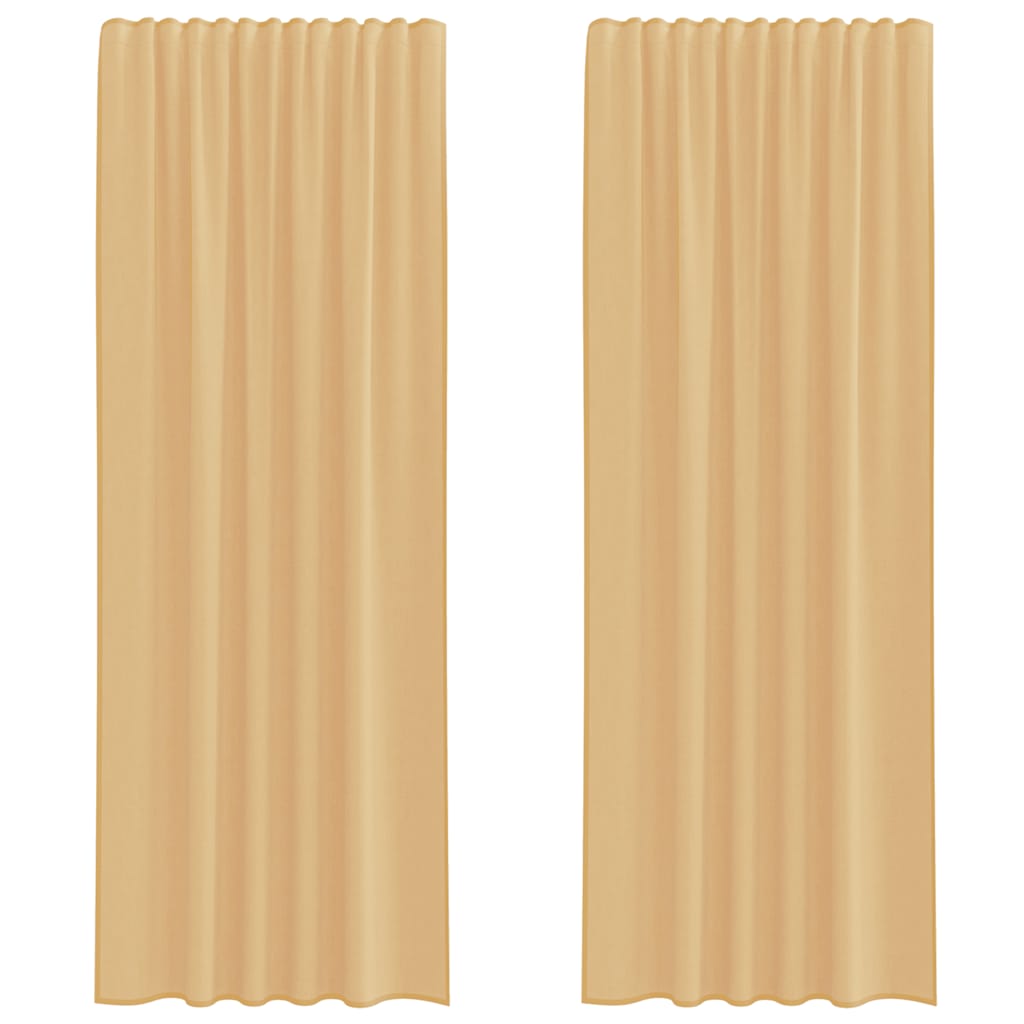 Voile Curtains with Rod Pockets 2 pcs Sand