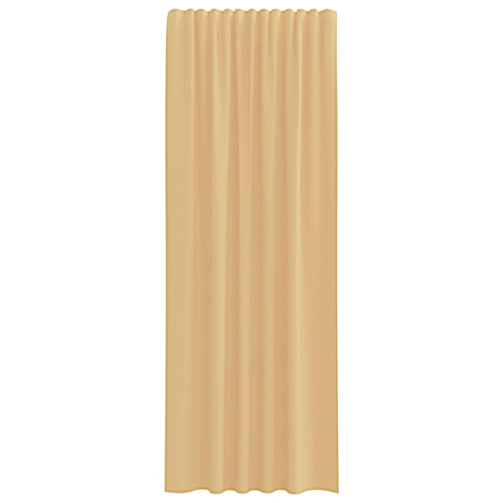 Voile Curtains with Rod Pockets 2 pcs Sand