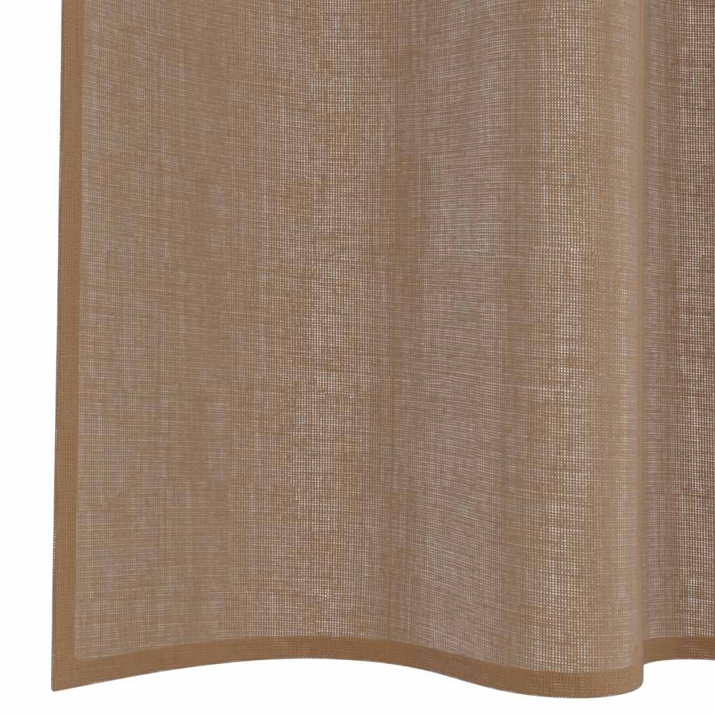 Voile Curtains with Rod Pockets 2 pcs Light Brown