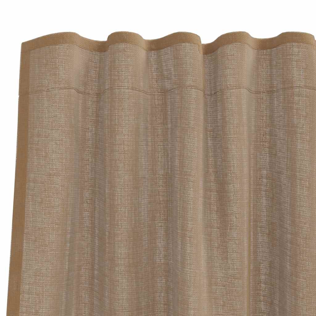 Voile Curtains with Rod Pockets 2 pcs Light Brown