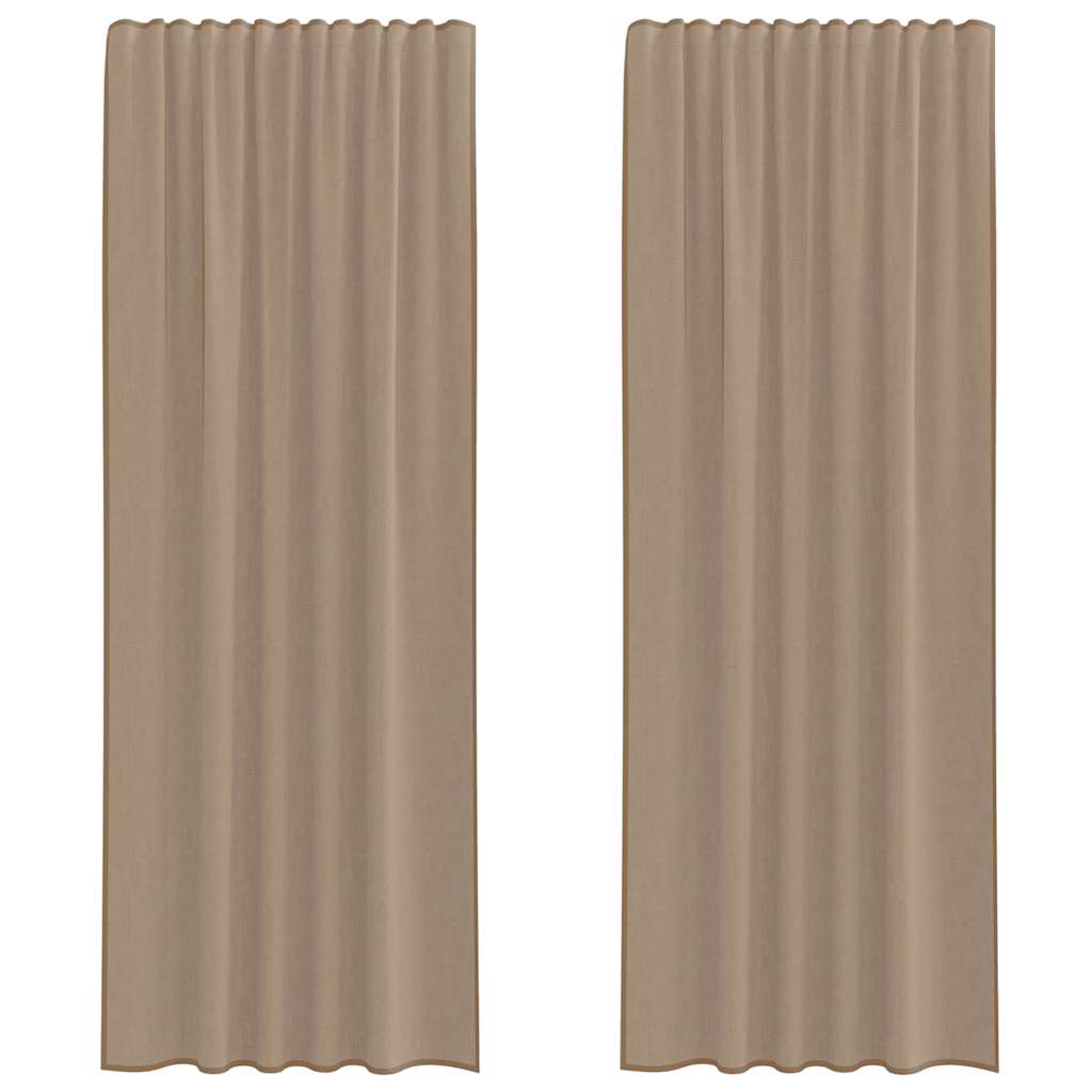 Voile Curtains with Rod Pockets 2 pcs Light Brown