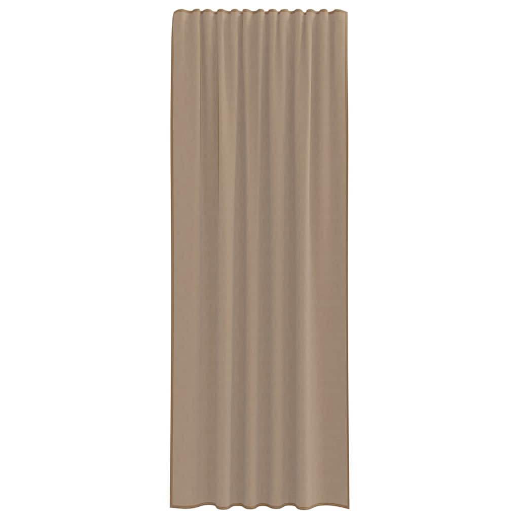 Voile Curtains with Rod Pockets 2 pcs Light Brown