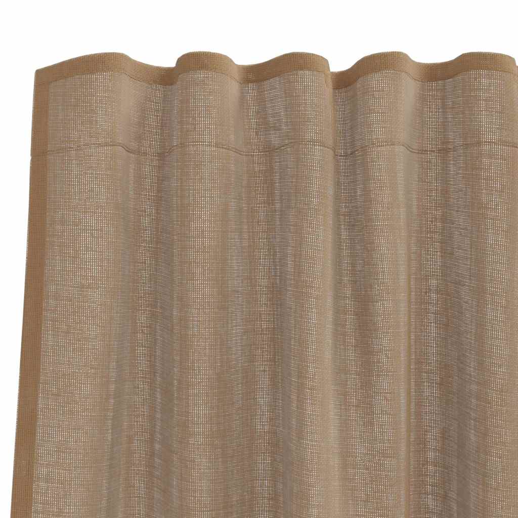 Voile Curtains with Rod Pockets 2 pcs Light Brown