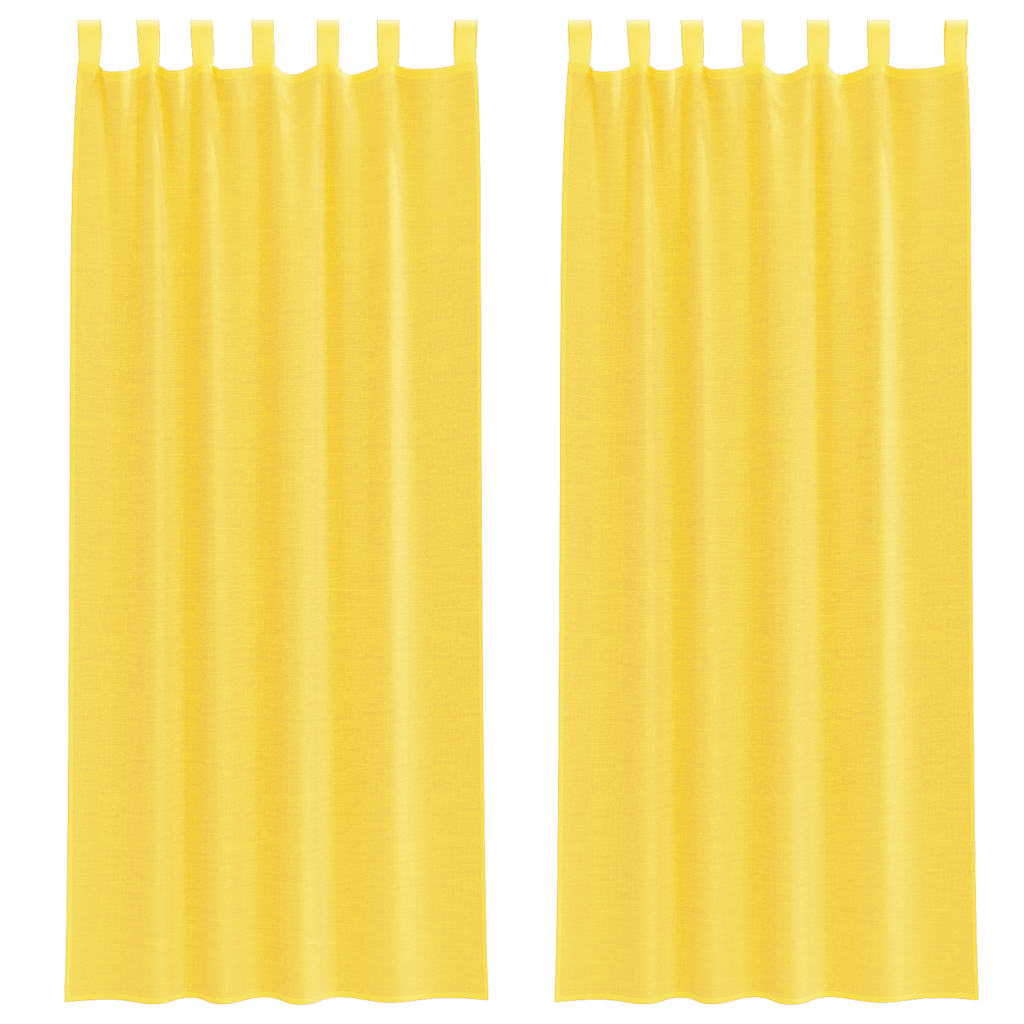 Voile Curtains with Rod Pockets 2 pcs Yellow