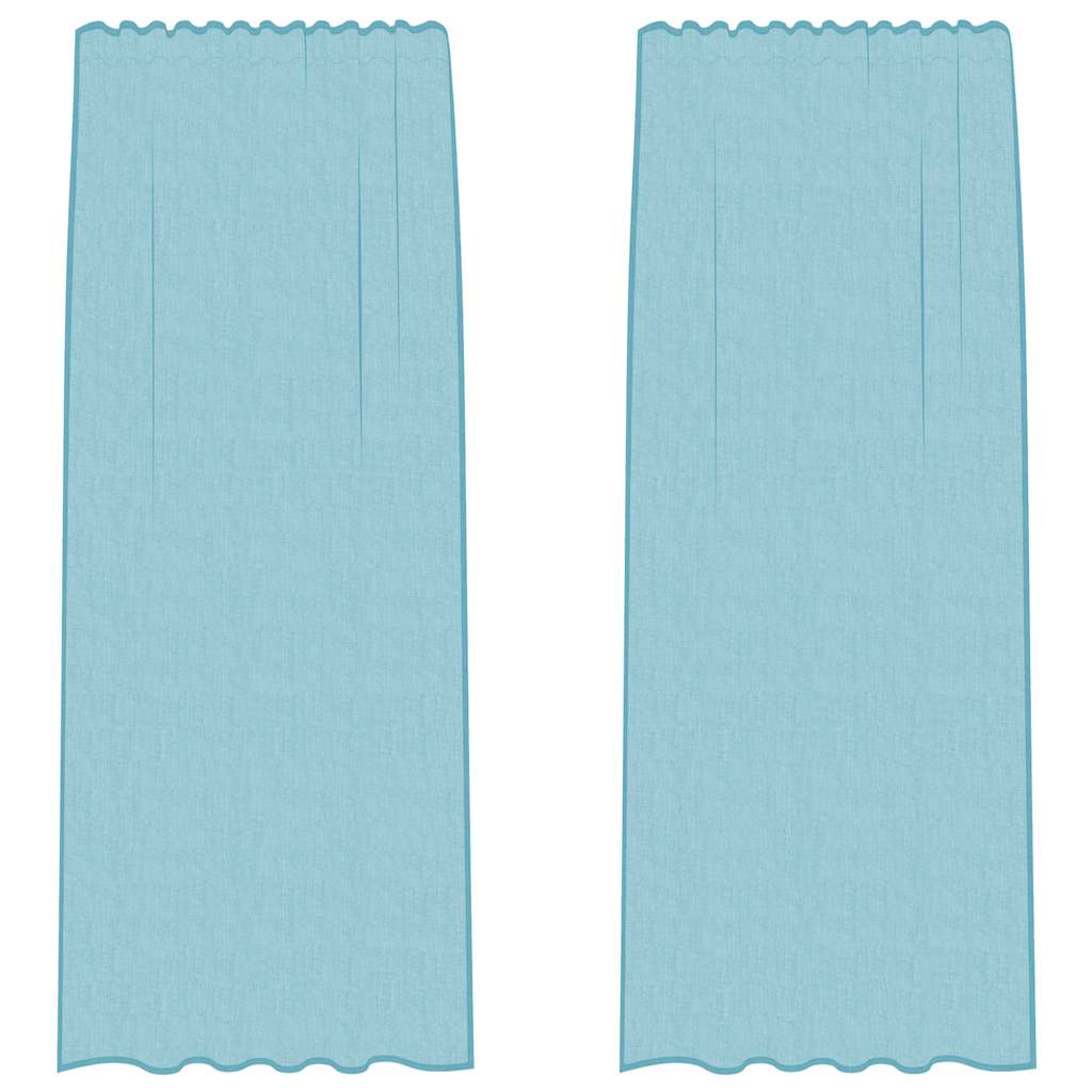 Voile Curtains with Rod Pockets 2 pcs Turquoise