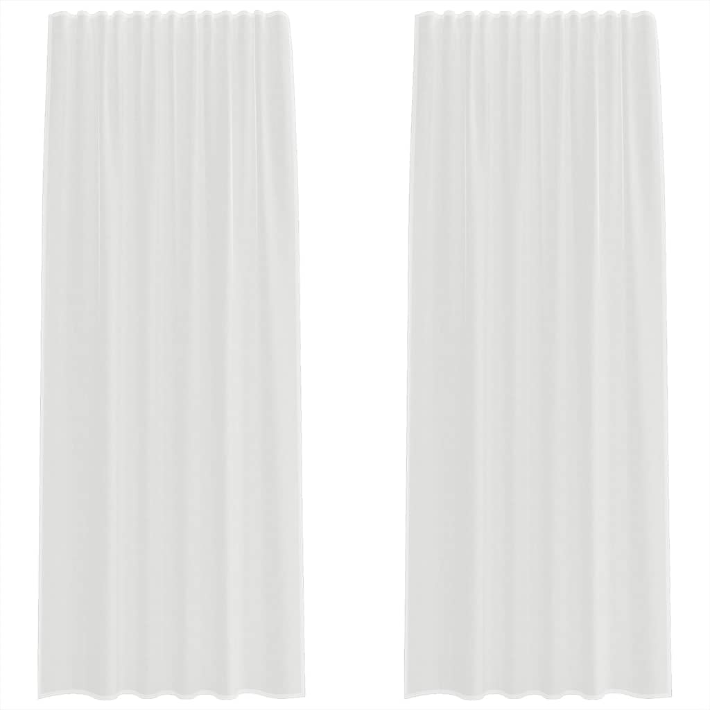 Voile Curtains with Rod Pockets 2 pcs White