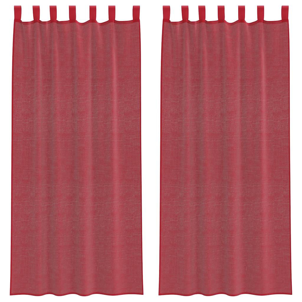Voile Curtains with Rod Pockets 2 pcs Wine Red