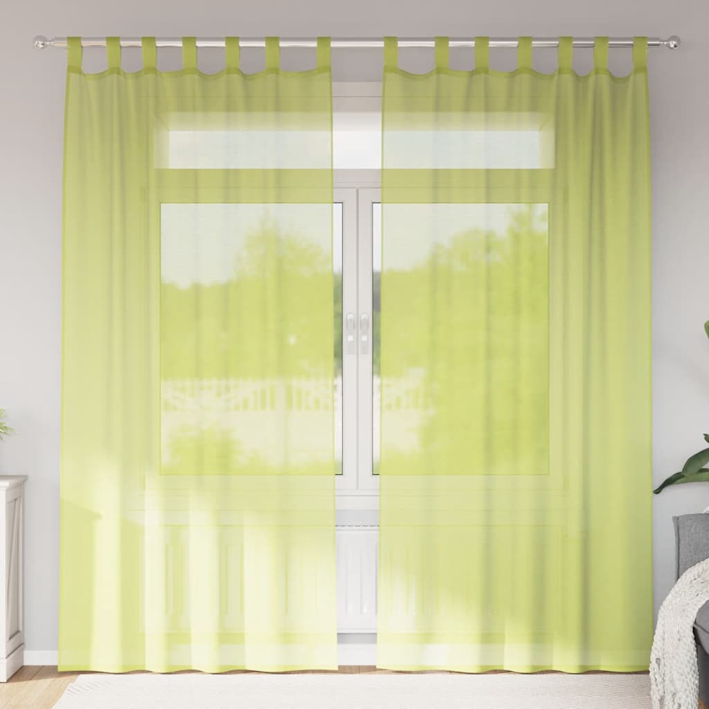 Voile Curtains with Tab Top 2 pcs Apple Green