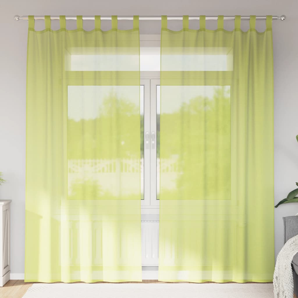 Voile Curtains with Tab Top 2 pcs Apple Green