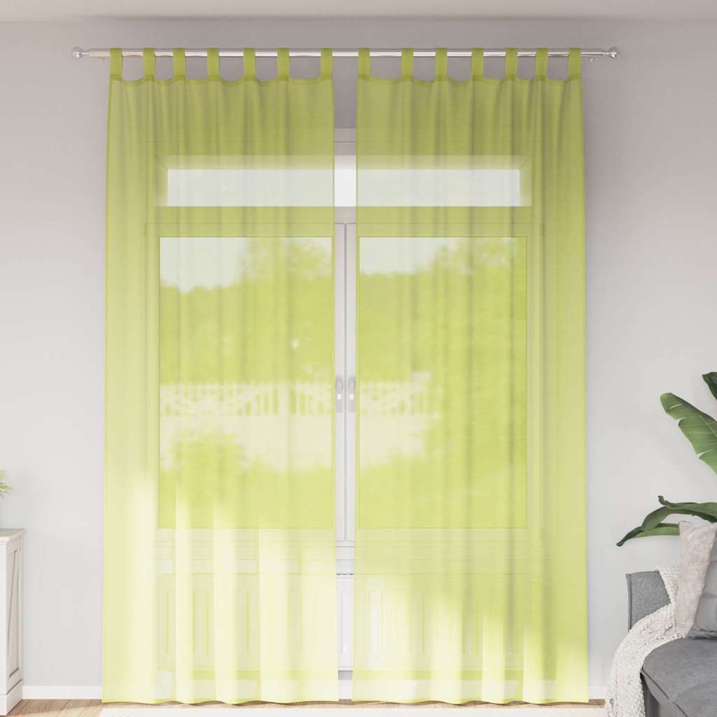 Voile Curtains with Tab Top 2 pcs Apple Green