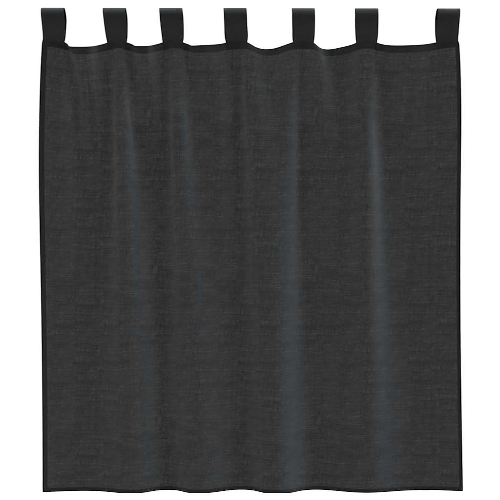 Voile Curtains with Tab Top 2 pcs Black