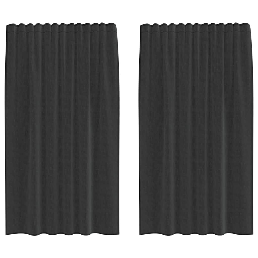 Voile Curtains with Tab Top 2 pcs Black