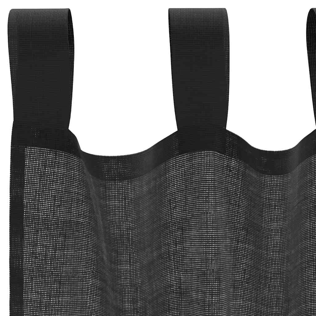 Voile Curtains with Tab Top 2 pcs Black