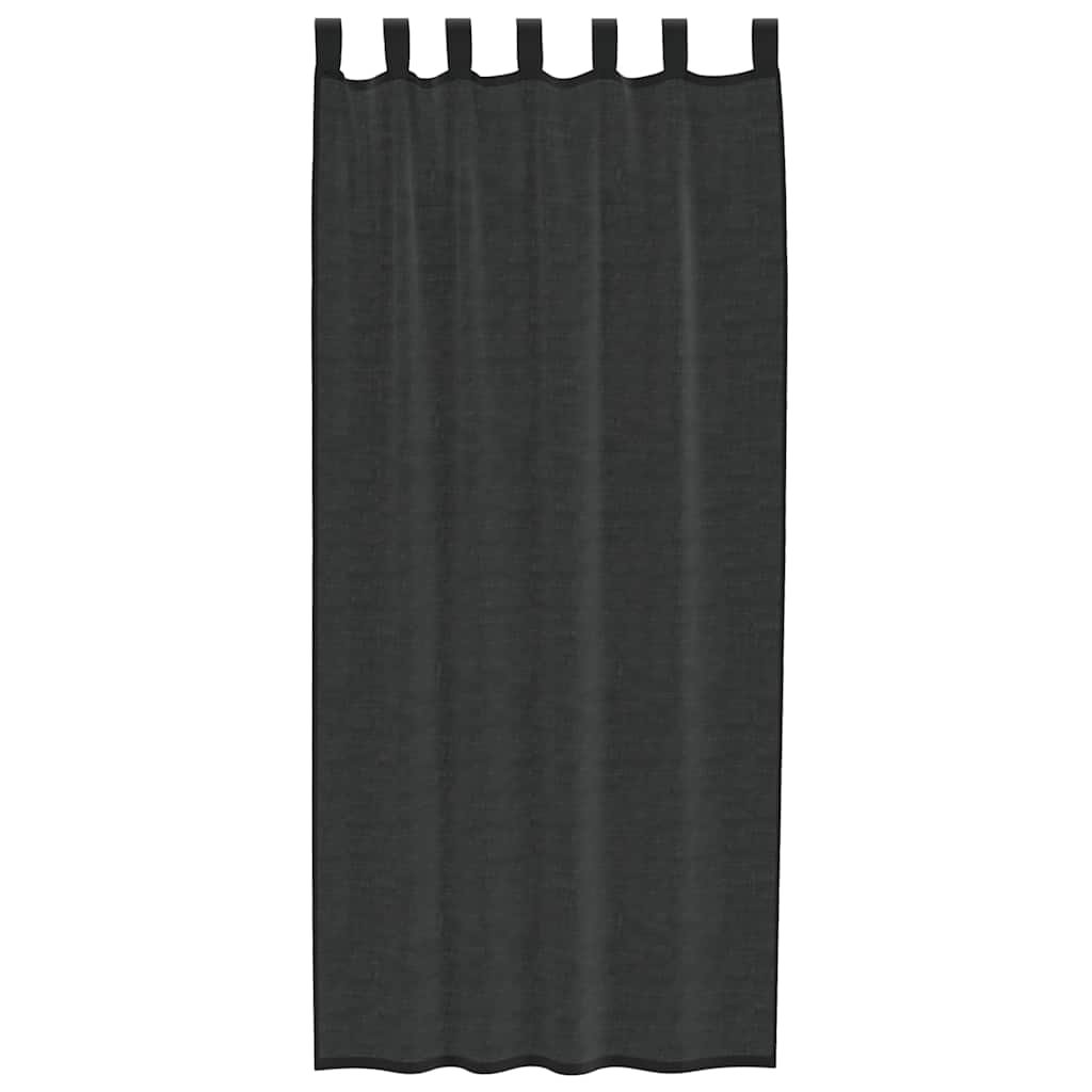 Voile Curtains with Tab Top 2 pcs Black