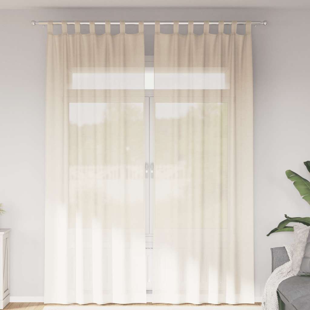 Voile Curtains with Tab Top 2 pcs Cream