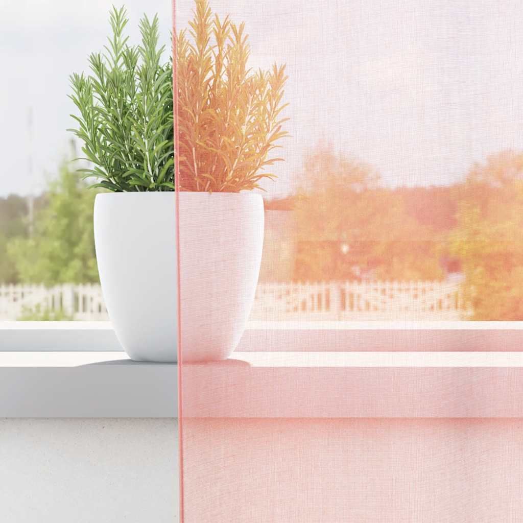 Voile Curtains with Loops 2 pcs Pink 140x140 cm
