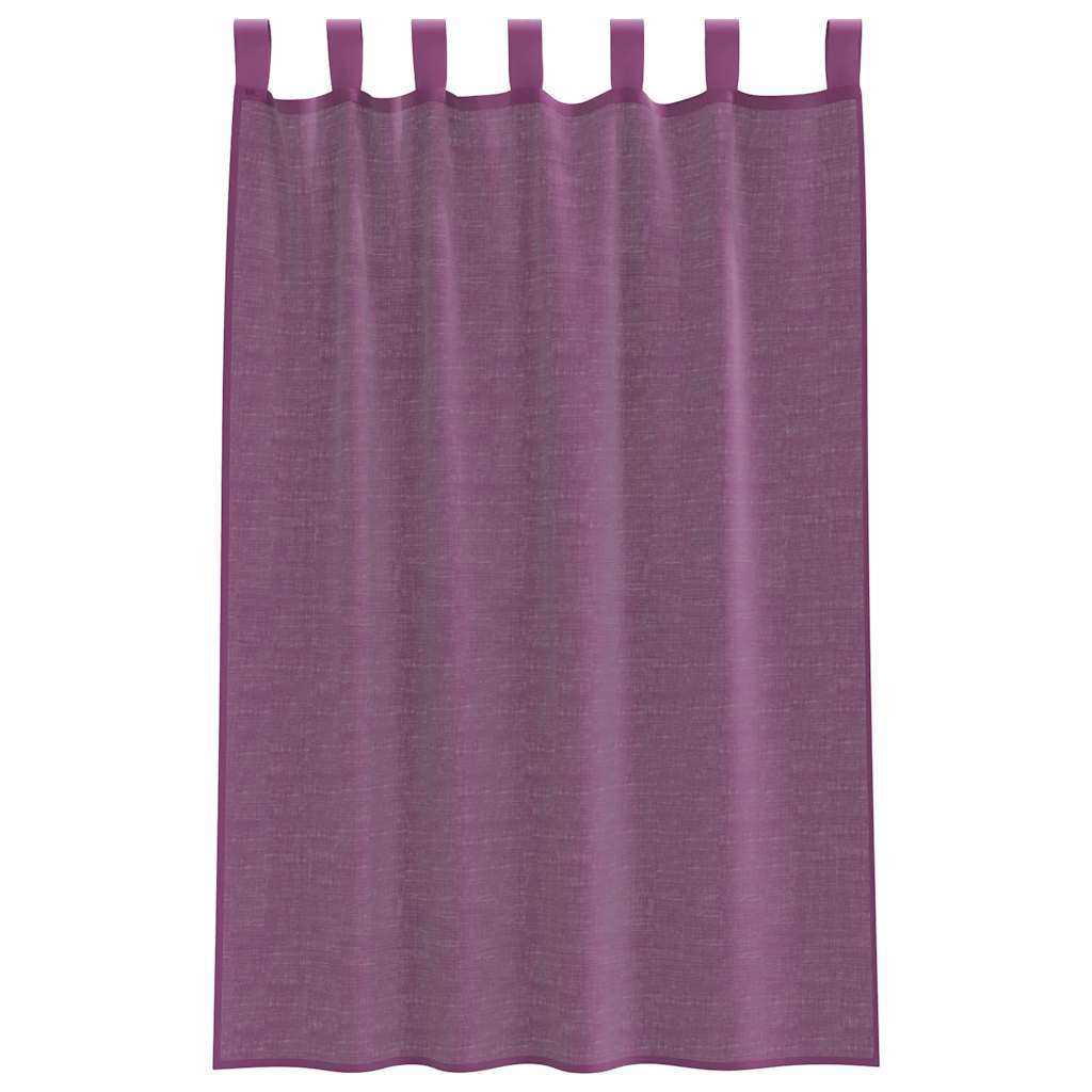 Voile Curtains with Loops 2 pcs Purple 140x175 cm