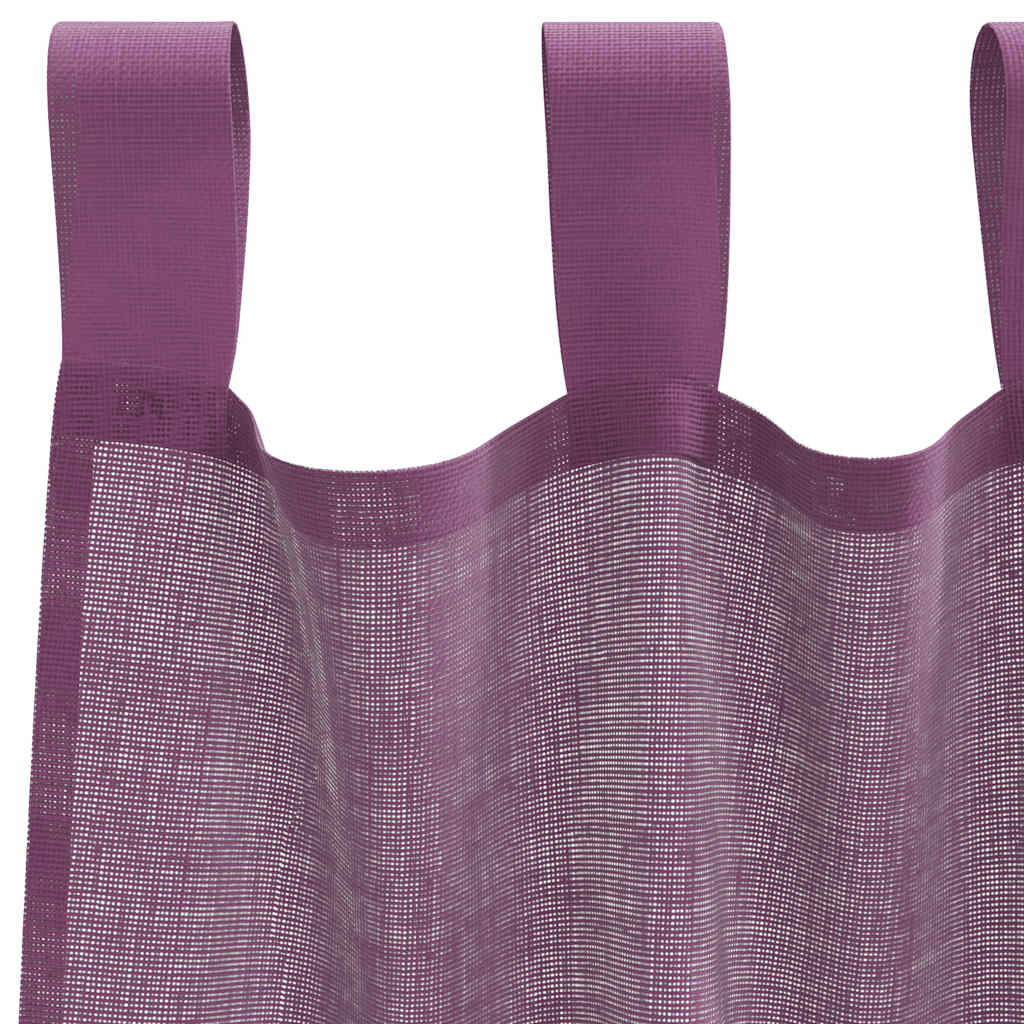 Voile Curtains with Loops 2 pcs Purple 140x175 cm