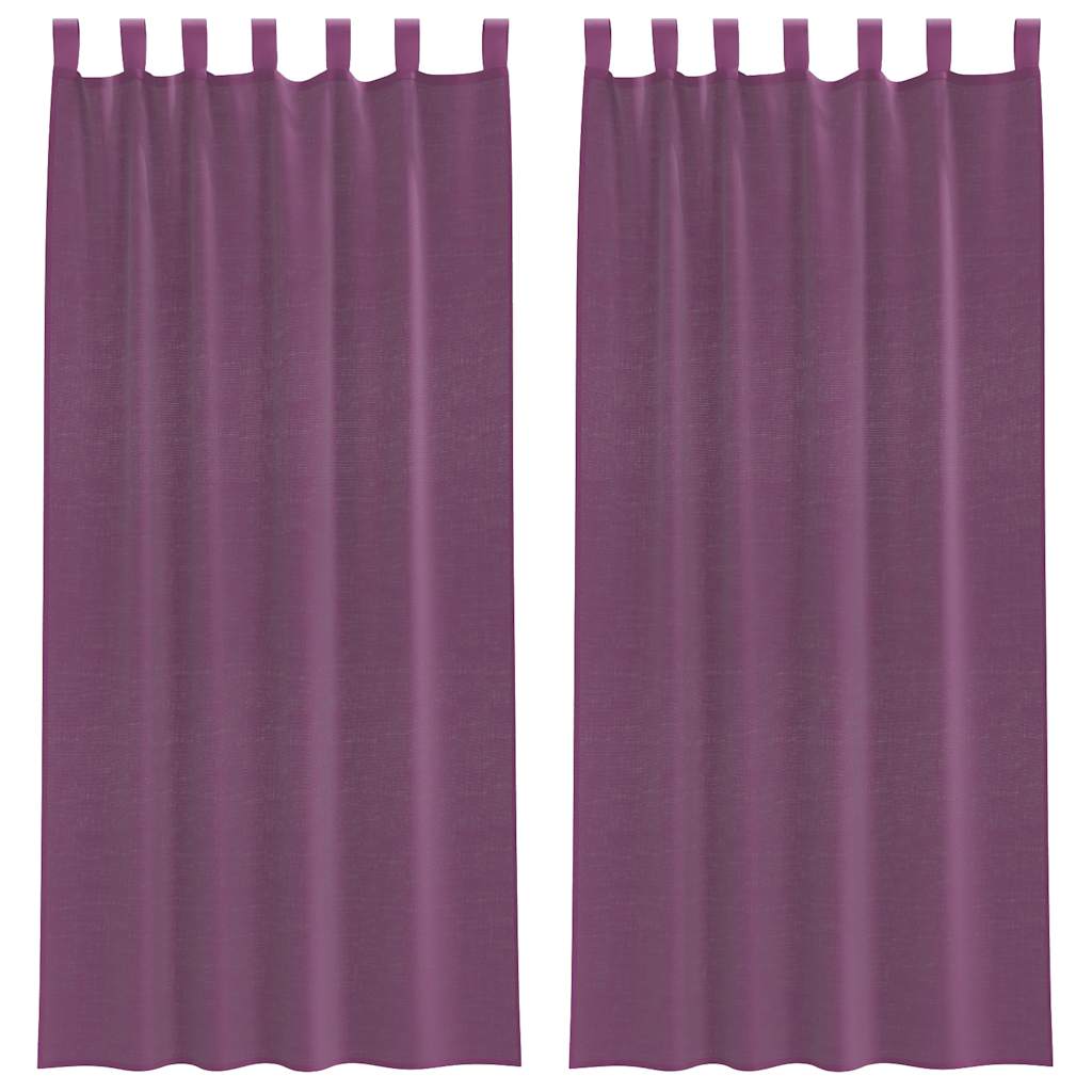 Voile Curtains with Loops 2 pcs Purple 140x245 cm