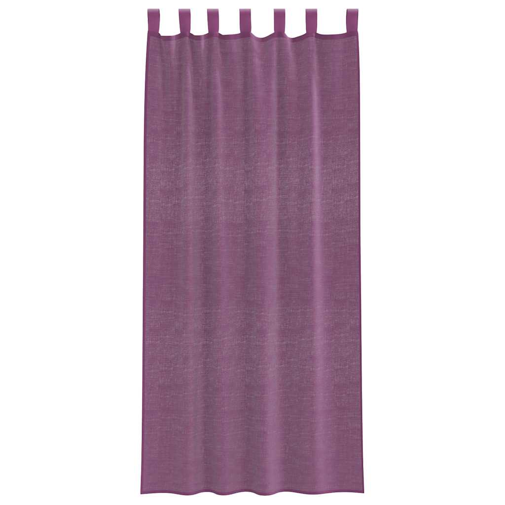 Voile Curtains with Loops 2 pcs Purple 140x245 cm