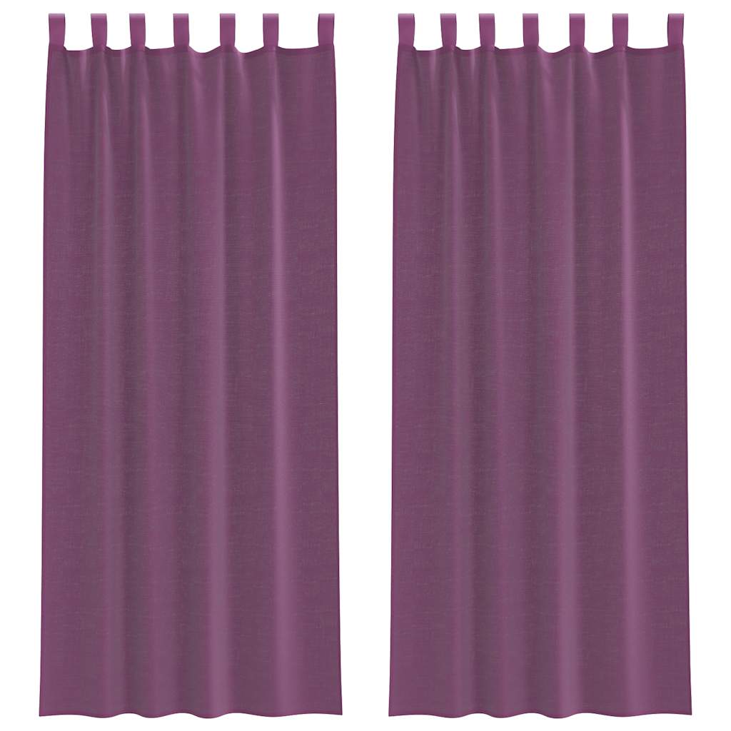 Voile Curtains with Loops 2 pcs Purple 140x260 cm