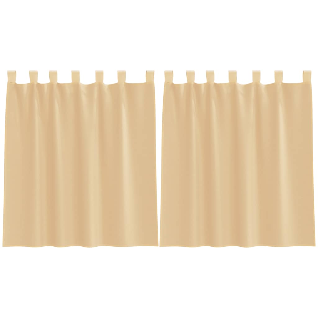 Voile Curtains with Loops 2 pcs Sand 140x140 cm